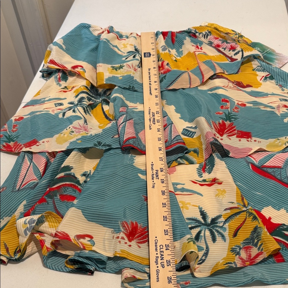 NWT Tropical Ruffle 3 Tiered Lined Voluminous Watercolor Flowy Dainty Skirt L - Picture 9 of 11